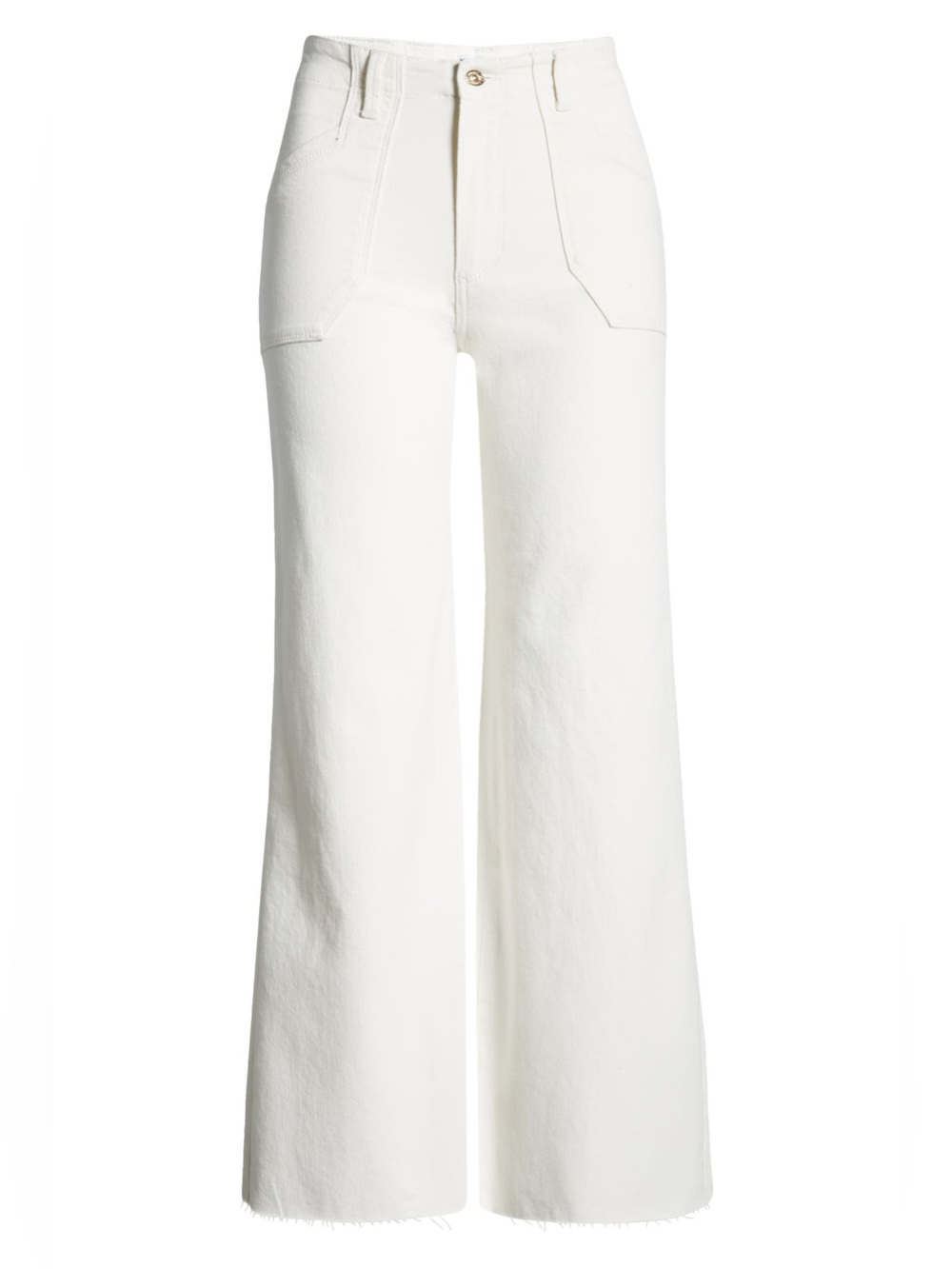 Paige Anessa Raw Hem High Waist Crop Wide Leg Utility Jeans
